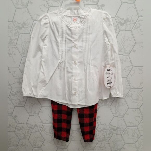 New toddler girl Christmas plaid dress and 2 piece outfit - Picture 5 of 13